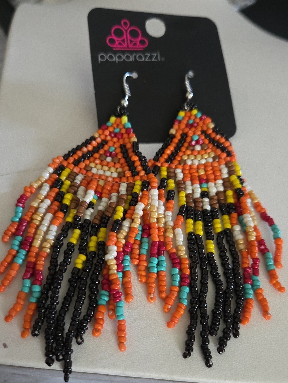 Paparazzi Boho Blast Black Earrings NWT